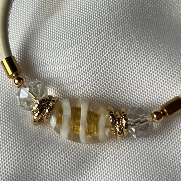 Murano Glass Bead, crystal and Leather Bracelets - Picture 8 of 9